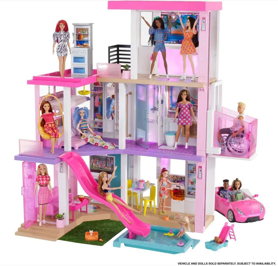 Barbie Puppenhaus Traum Haus 110 cm 3 Etagen 75 Zubehörteile