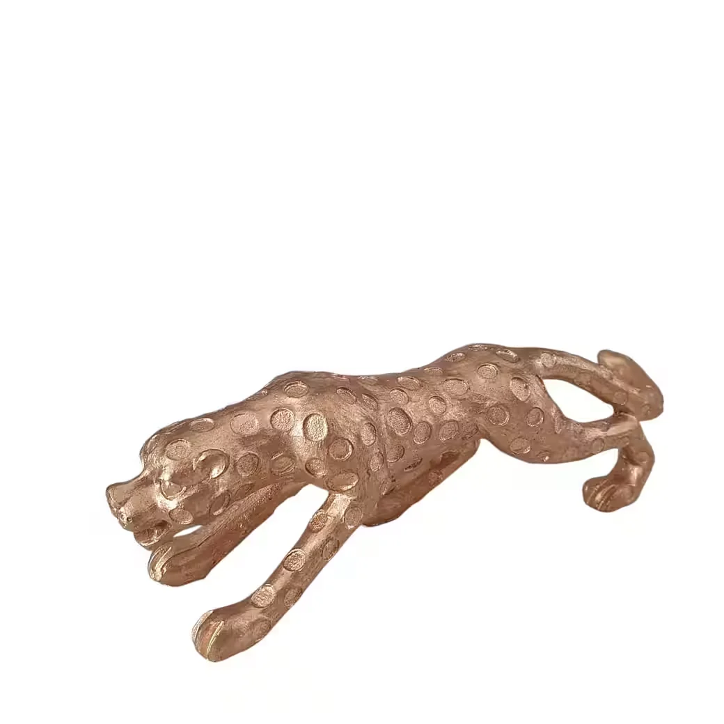 Tierfigur Leoparden Figur Goldton 15 cm
