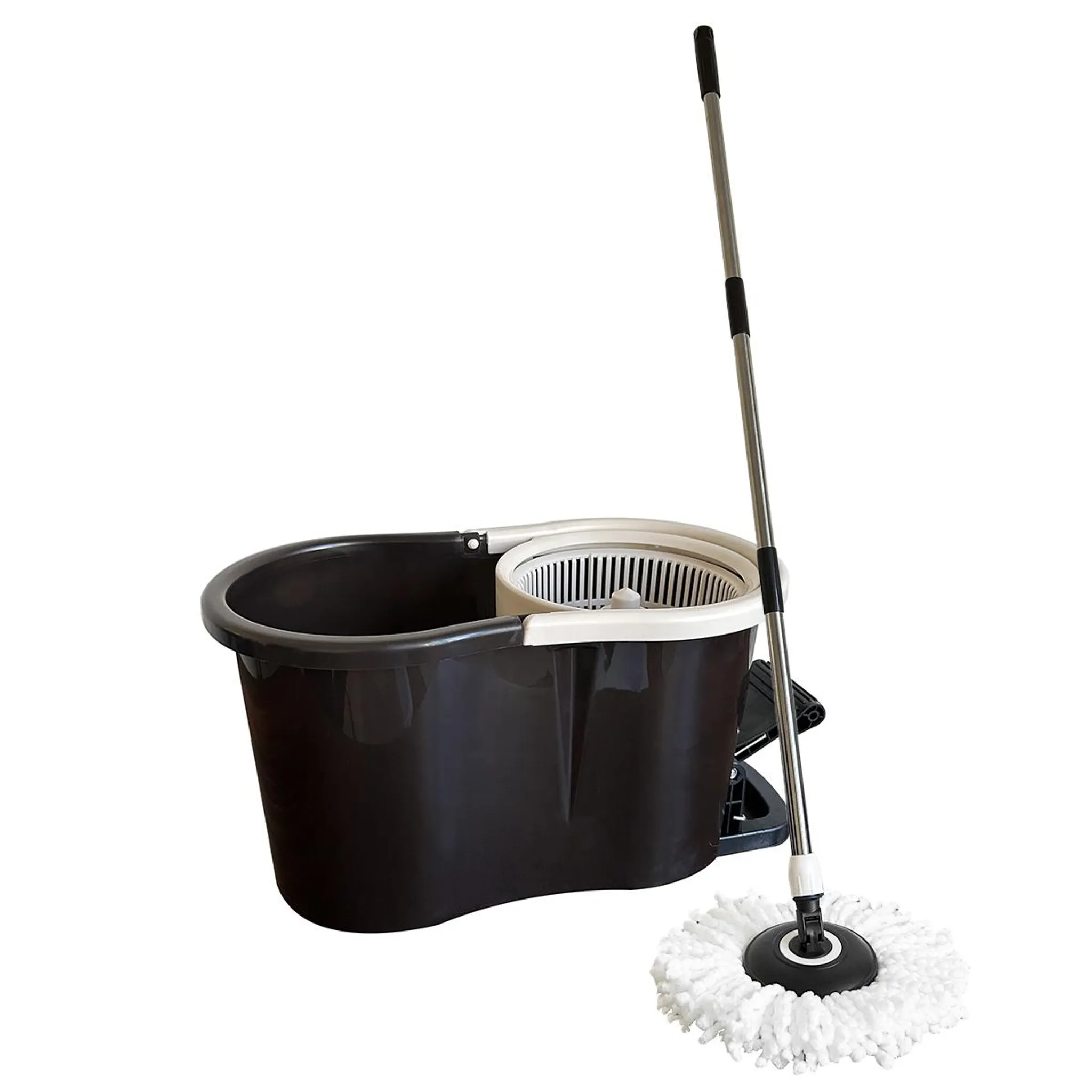 Drehmopp-Set mit Eimer und Fußpedal – 2 Mikrofaser Aufsätze